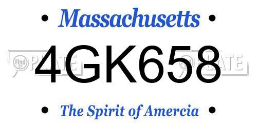 4GK658 Massachusetts License Plate