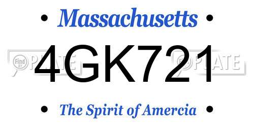4GK721 Massachusetts License Plate