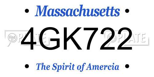 4GK722 Massachusetts License Plate