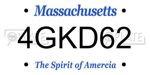 4GKD62 Massachusetts License Plate