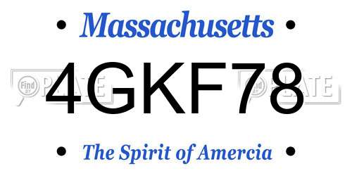 4GKF78 Massachusetts License Plate