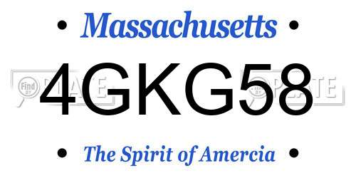 4GKG58 Massachusetts License Plate