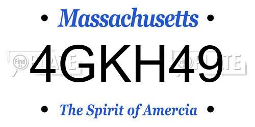4GKH49 Massachusetts License Plate