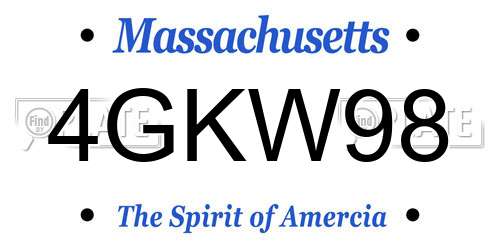 4GKW98 Massachusetts License Plate