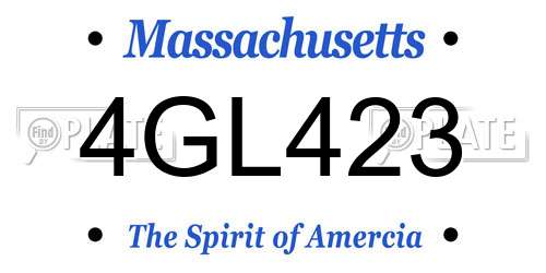 4GL423 Massachusetts License Plate