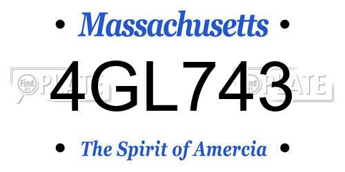 4GL743 Massachusetts License Plate