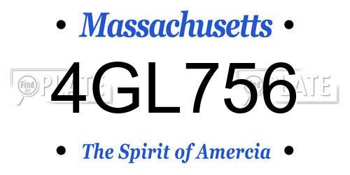 4GL756 Massachusetts License Plate