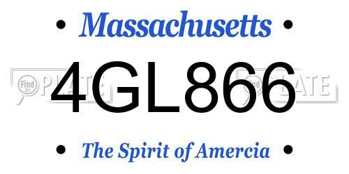 4GL866 Massachusetts License Plate