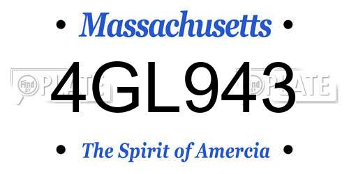4GL943 Massachusetts License Plate