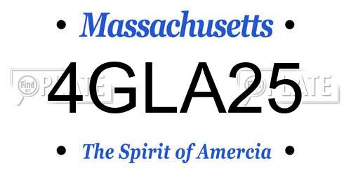 4GLA25 Massachusetts License Plate