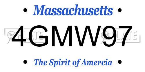 4GMW97 Massachusetts License Plate