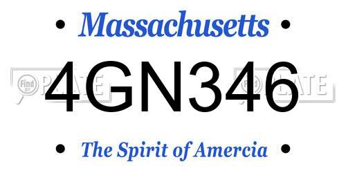 4GN346 Massachusetts License Plate