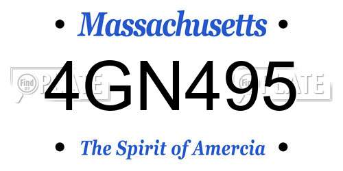 4GN495 Massachusetts License Plate