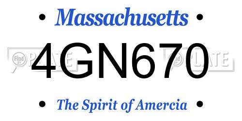 4GN670 Massachusetts License Plate