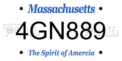 4GN889 Massachusetts License Plate