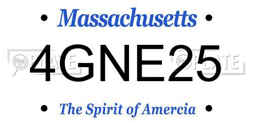 4GNE25 Massachusetts License Plate