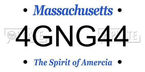 4GNG44 Massachusetts License Plate
