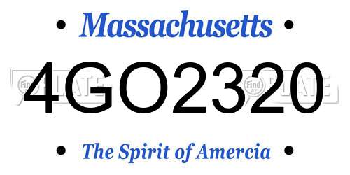 4GO2320 Massachusetts License Plate