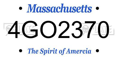 4GO2370 Massachusetts License Plate