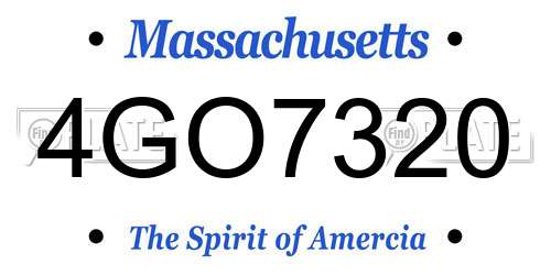 4GO7320 Massachusetts License Plate