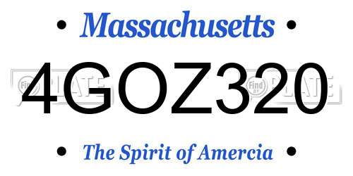 4GOZ320 Massachusetts License Plate