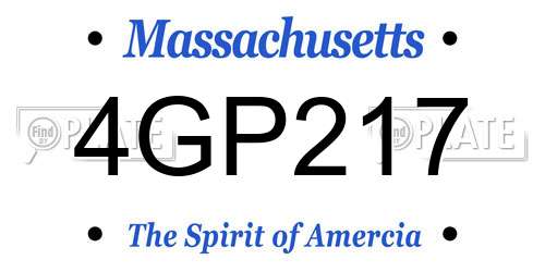4GP217 Massachusetts License Plate