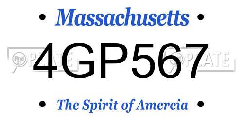 4GP567 Massachusetts License Plate