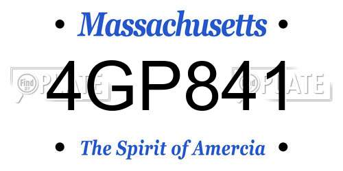 4GP841 Massachusetts License Plate