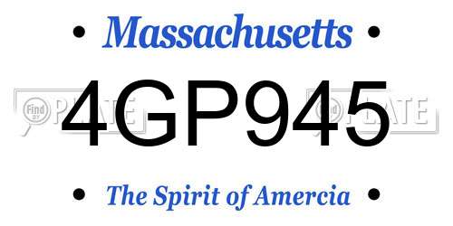 4GP945 Massachusetts License Plate