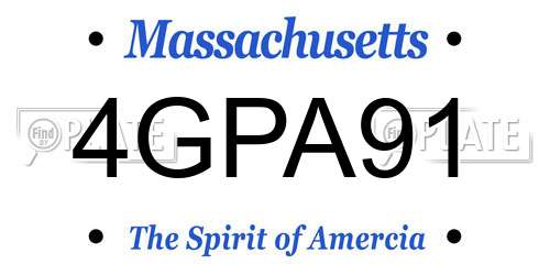 4GPA91 Massachusetts License Plate