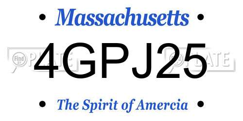 4GPJ25 Massachusetts License Plate