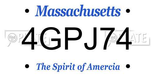 4GPJ74 Massachusetts License Plate