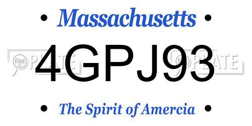 4GPJ93 Massachusetts License Plate