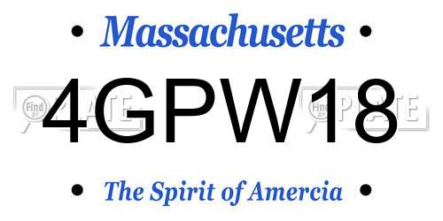 4GPW18 Massachusetts License Plate