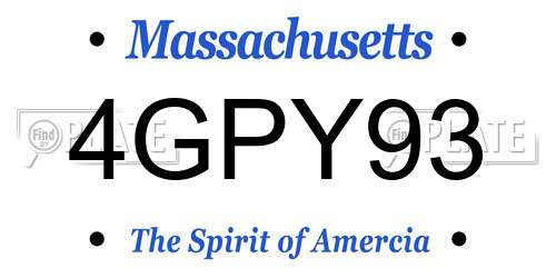 4GPY93 Massachusetts License Plate