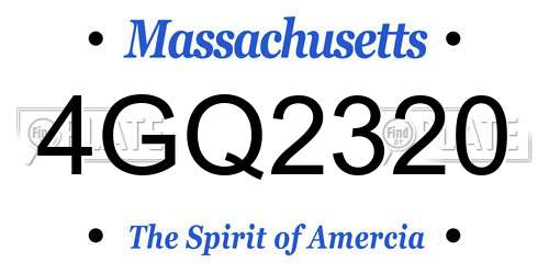 4GQ2320 Massachusetts License Plate