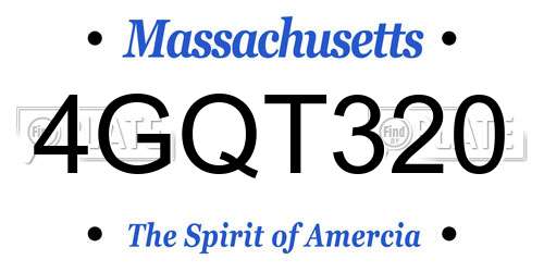 4GQT320 Massachusetts License Plate