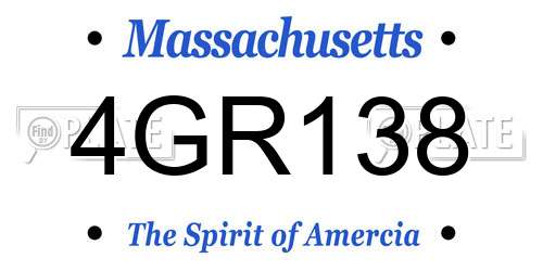 4GR138 Massachusetts License Plate