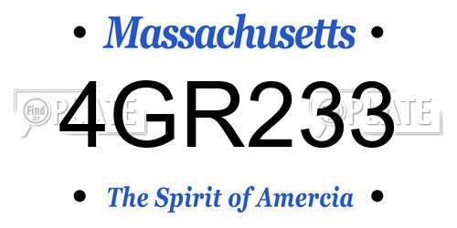 4GR233 Massachusetts License Plate