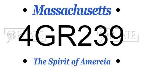 4GR239 Massachusetts License Plate