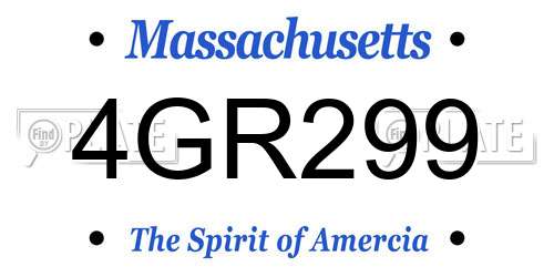 4GR299 Massachusetts License Plate