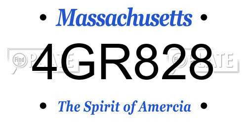 4GR828 Massachusetts License Plate