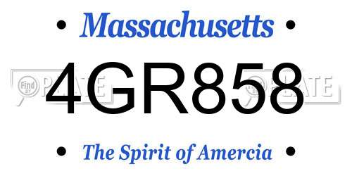 4GR858 Massachusetts License Plate