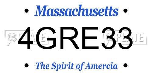 4GRE33 Massachusetts License Plate