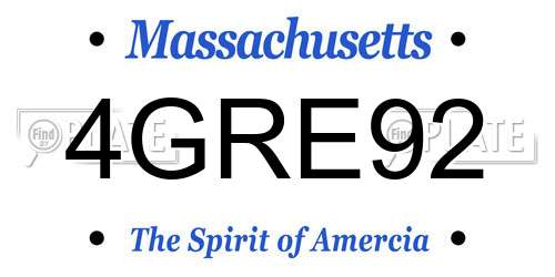 4GRE92 Massachusetts License Plate