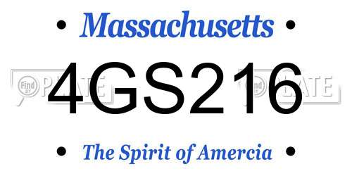 4GS216 Massachusetts License Plate