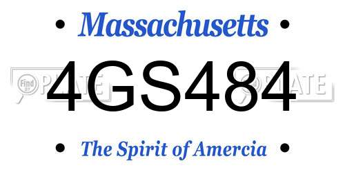 4GS484 Massachusetts License Plate