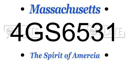 4GS6531 Massachusetts License Plate