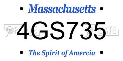 4GS735 Massachusetts License Plate