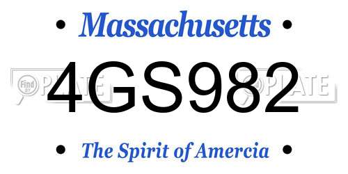 4GS982 Massachusetts License Plate